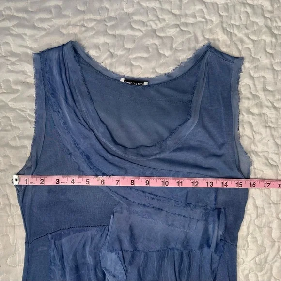 Italian Silk Blend Boho Dress Y2K Layered Asymmetrical Sleeveless Artsy Size S - Picture 9 of 12